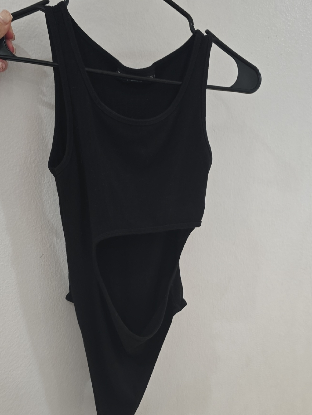 Alphalete Black Asymmetric Cutout Bodysuit NWOT